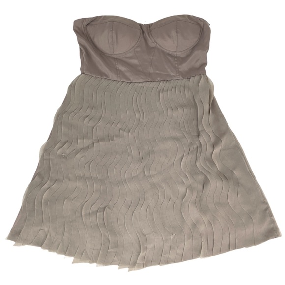 Doe & Rae Strapless Ruffle Dress, Taupe, Medium - Picture 1 of 9